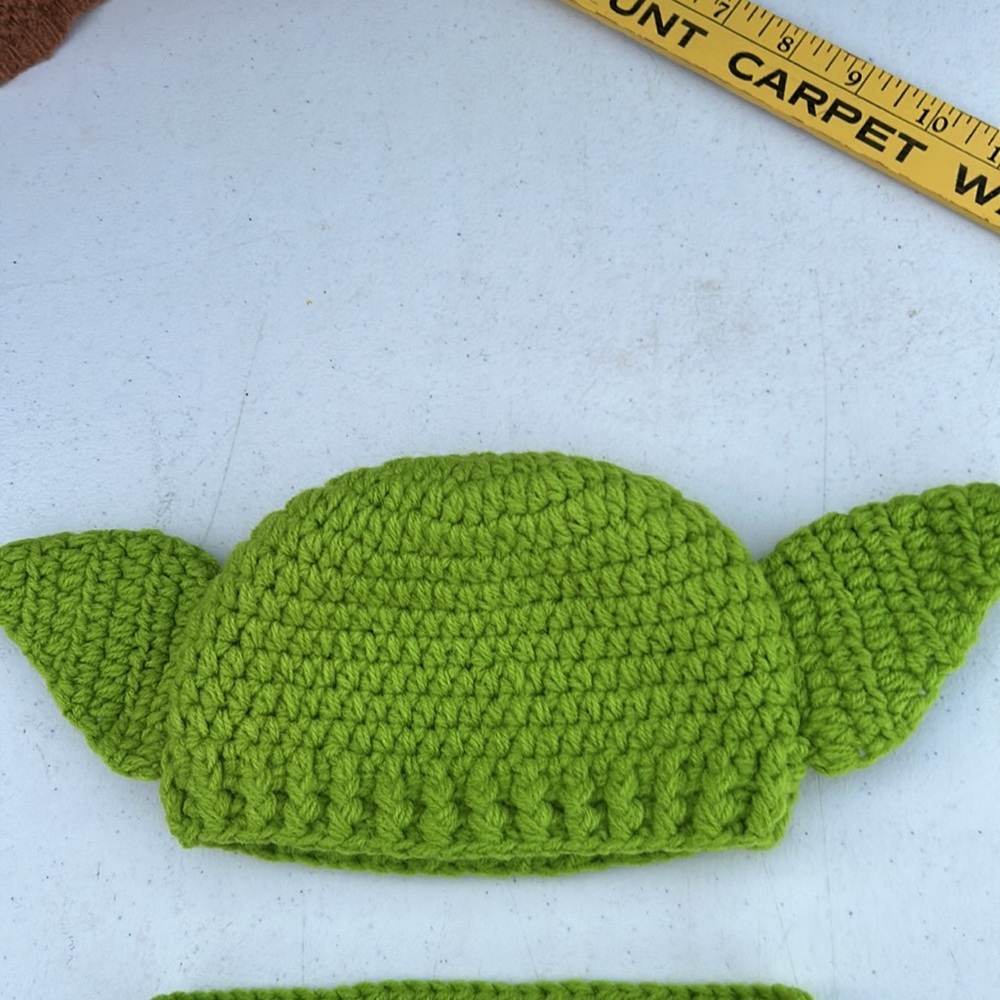 NWOT Baby YODA Costume Hand Crochet Hat & Diaper Cover Outfit Star Wars photo op - Picture 2 of 7